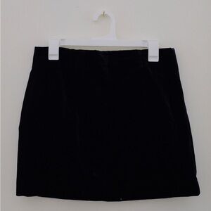 Black velvet mini skirt